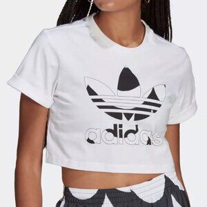 NWOT 2X ADIDAS x Marimekko Cropped Tee with Logo in White